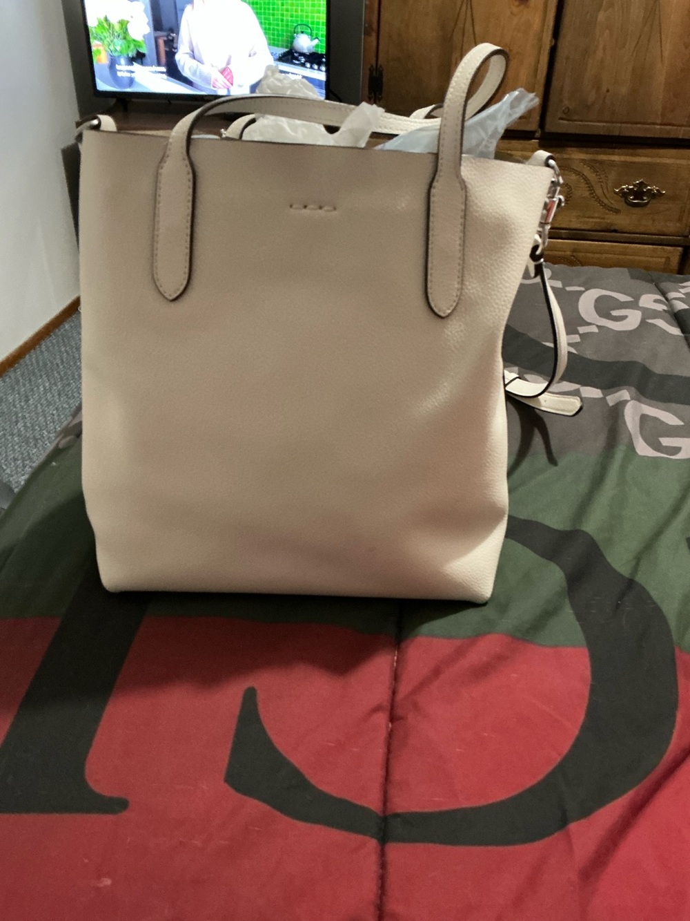 Coach Pebble Leather Crossbody Tote in Light Cream - Picture 2 of 4